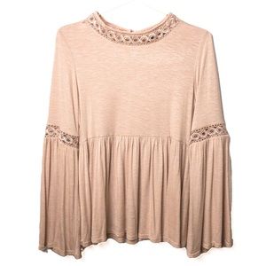 MAX JEANS Bell Sleeve Embroidered Lace Top